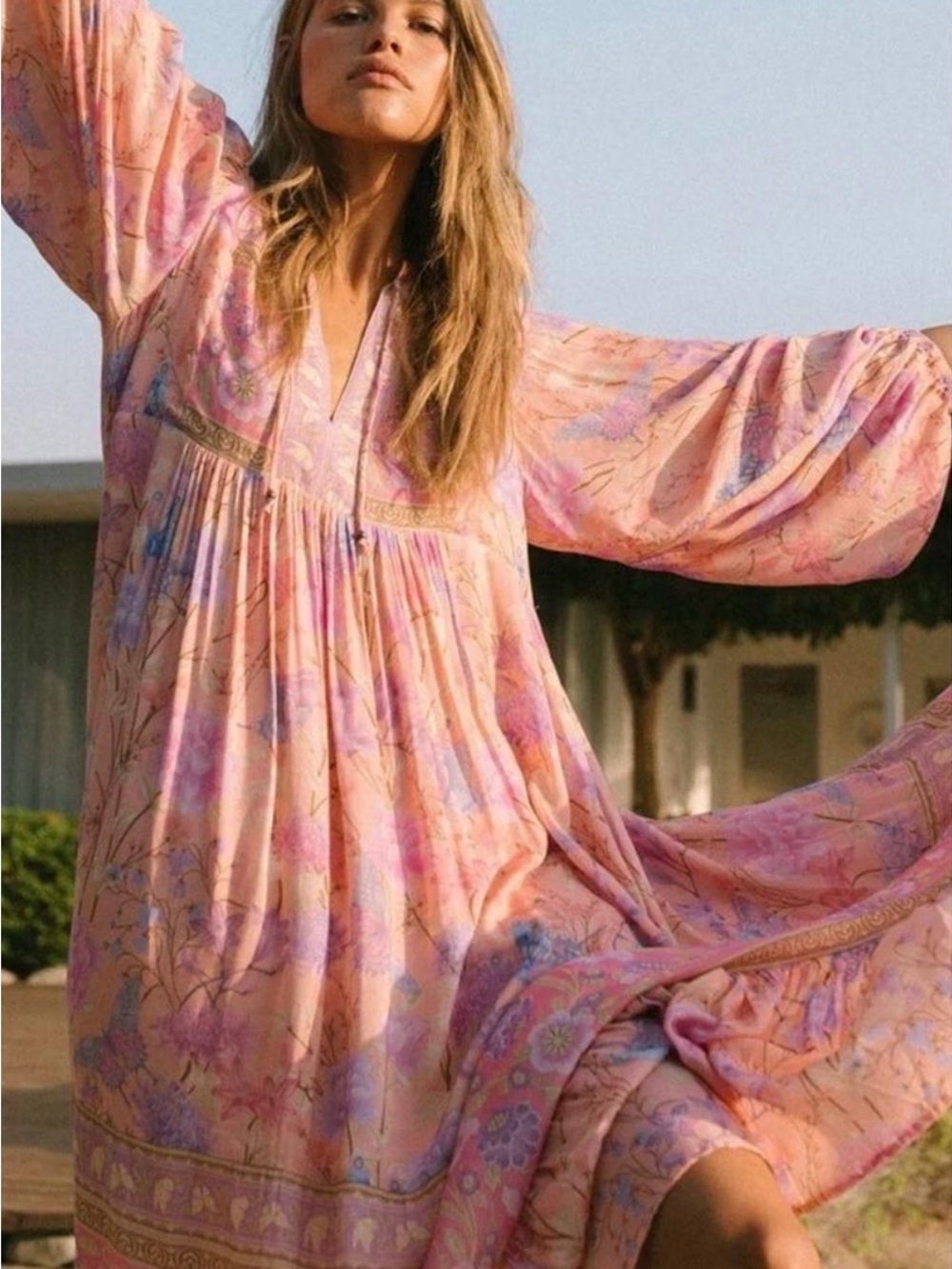Spell Boho Butterfly Maxi Dress Floral Pink - Picture 4 of 9